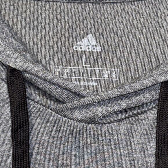 Adidas T Shirt Mens Big Logo Hooded Gray Long Sleeve Sz L EUC NICE - Picture 4 of 4